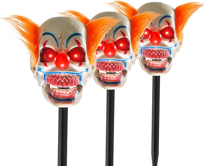 Animated Talking Clown Pathway Markers, Scary Halloween Lights Garden