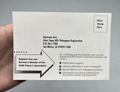 Super Nintendo SNES Electronic Arts Registration Card Insert ELA-SNS-US
