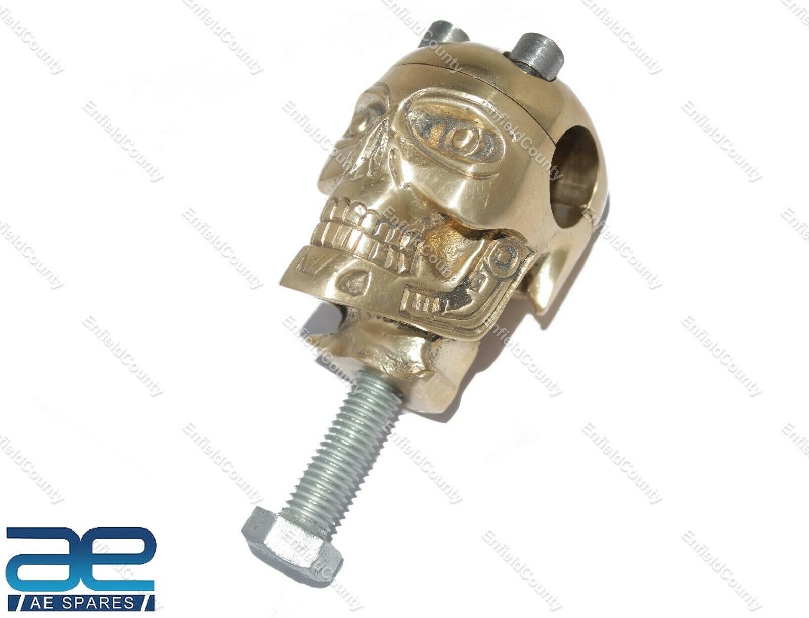 Skull Custom Brass Old School 7/8" Handlebar Risers for Harley Bobber 