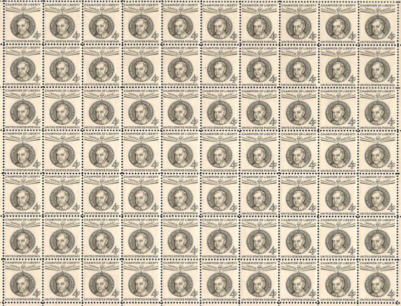 1959 - Ernst Reuter - #1136 Full Mint Sheet Of 70 Vintage Postage Stamps