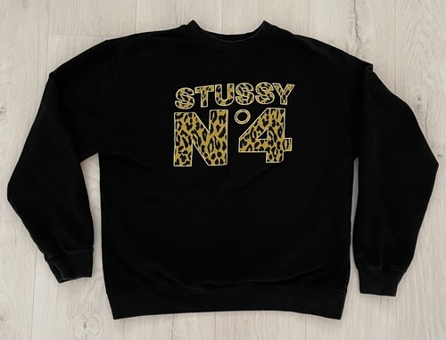 STUSSY No 4 Leopard Print Vintage Crewneck Sweatshirt STUSSY No 4 Leopard Print Vintage Crewneck Sweatshirt