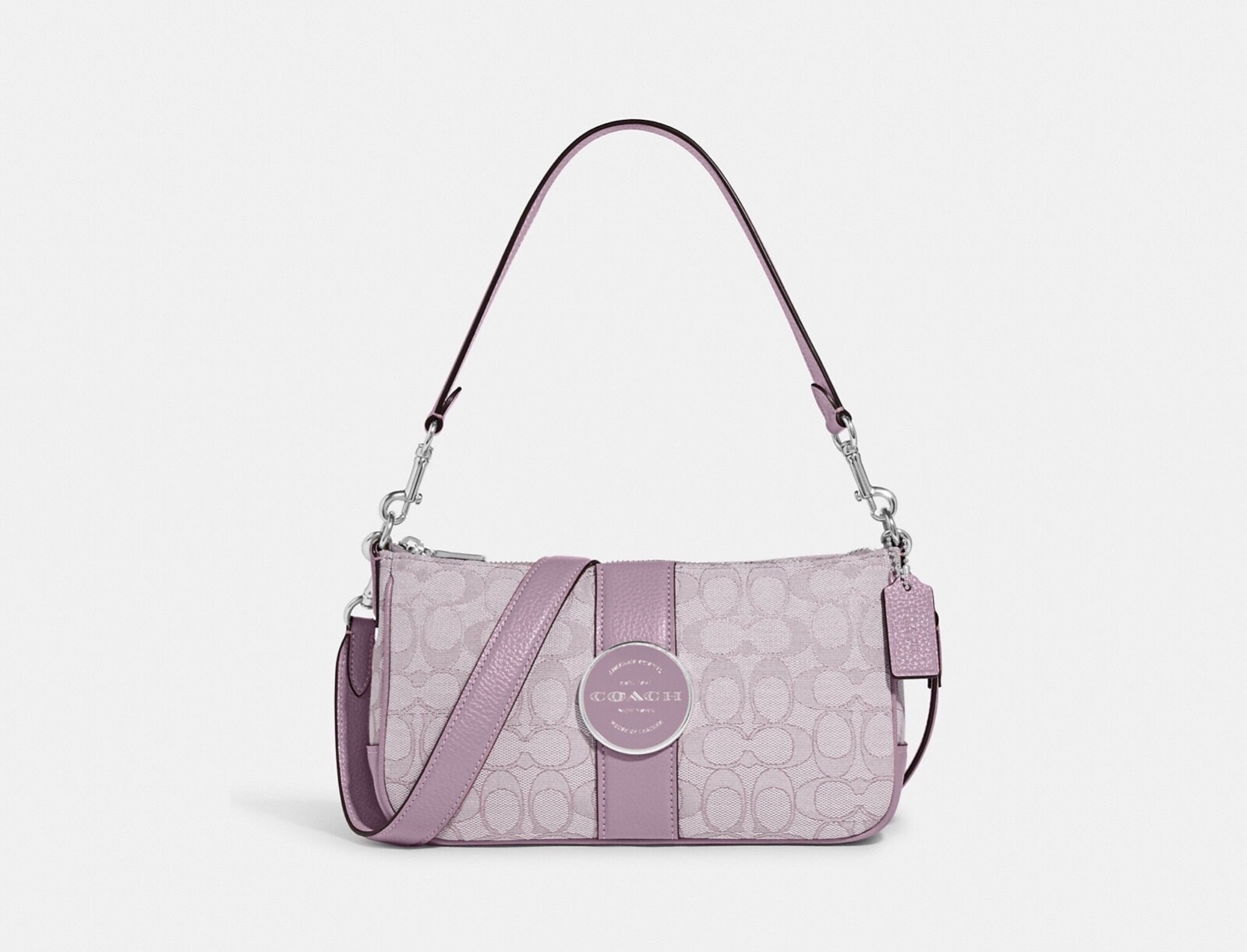 NWT Coach Lonnie Baguette In Signature Jacquard Silver/Soft