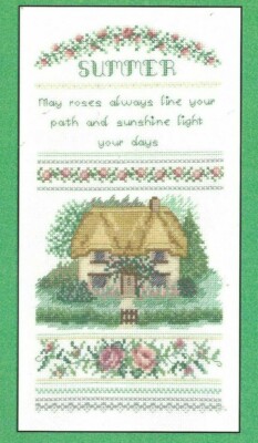 SUMMER ROSES--Cottage--Pink Flowers--Lovely Words--Counted Cross Stitch Pattern