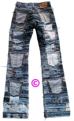 Pre-owned Ticila Seven Star Phat Beach Club Hip Rock Star Patchwork Jeans Seven Star Miss 29/32 D:38 In Blue