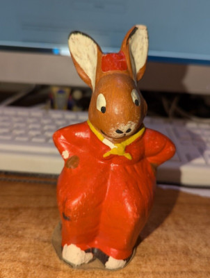 Vintage German Paper Mache Easter Bunny 6''T AS IS