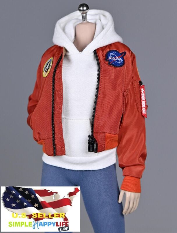 1/6 Female Us Aviator Bomber Jacket Red For 12" Figure Hot Toys Phicen ❶usa❶