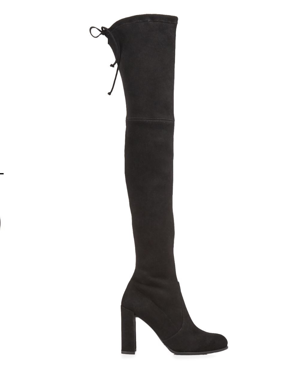 Pre-owned Stuart Weitzman $945  Hiline Over The Knee Black Suede 5 5.5 6 6.5 7.5 8.5 9.5 10 In Suede Black