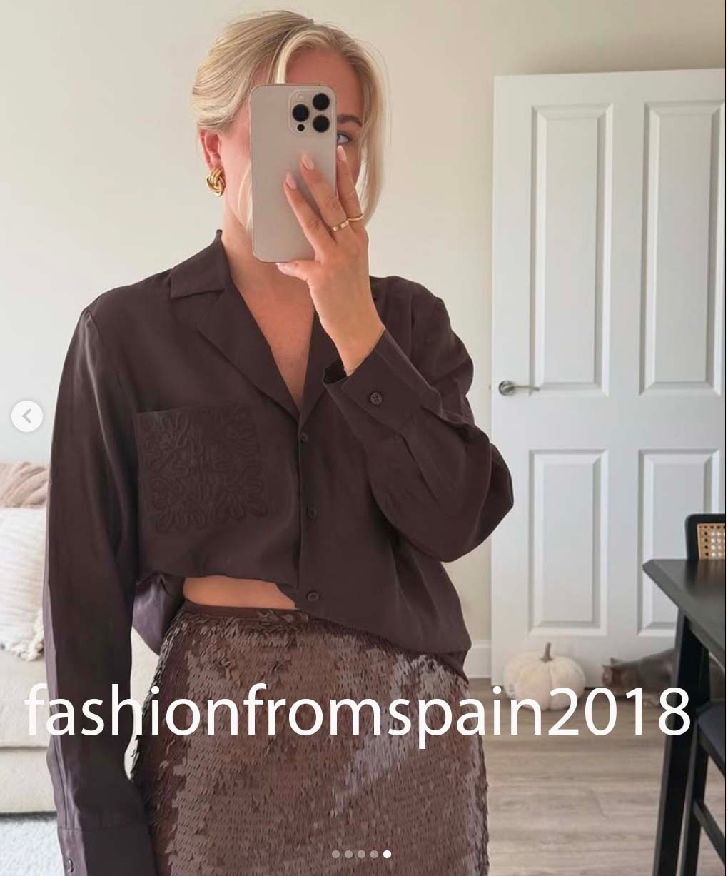 ZARA NEW WOMAN ZW COLLECTION EMBROIDERED POCKET SHIRT BROWN
