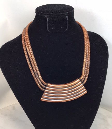 Vintage YVES SAINT LAURENT Copper Tubular Choker Necklace
