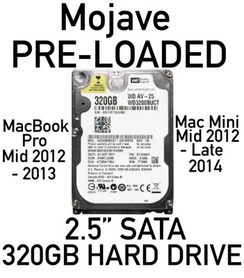 Apple 320GB Hard Drive OS X MOJAVE + OFFICE MacBook Pro Mini 2012 2013 2.5