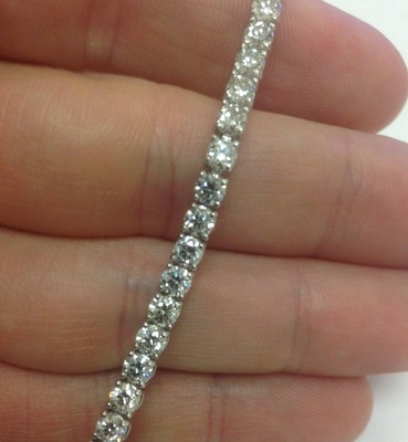 G/VS 7Ct TW Round Lab Grown Diamond Women's Tennis Bracelet 14K White Gold 7"