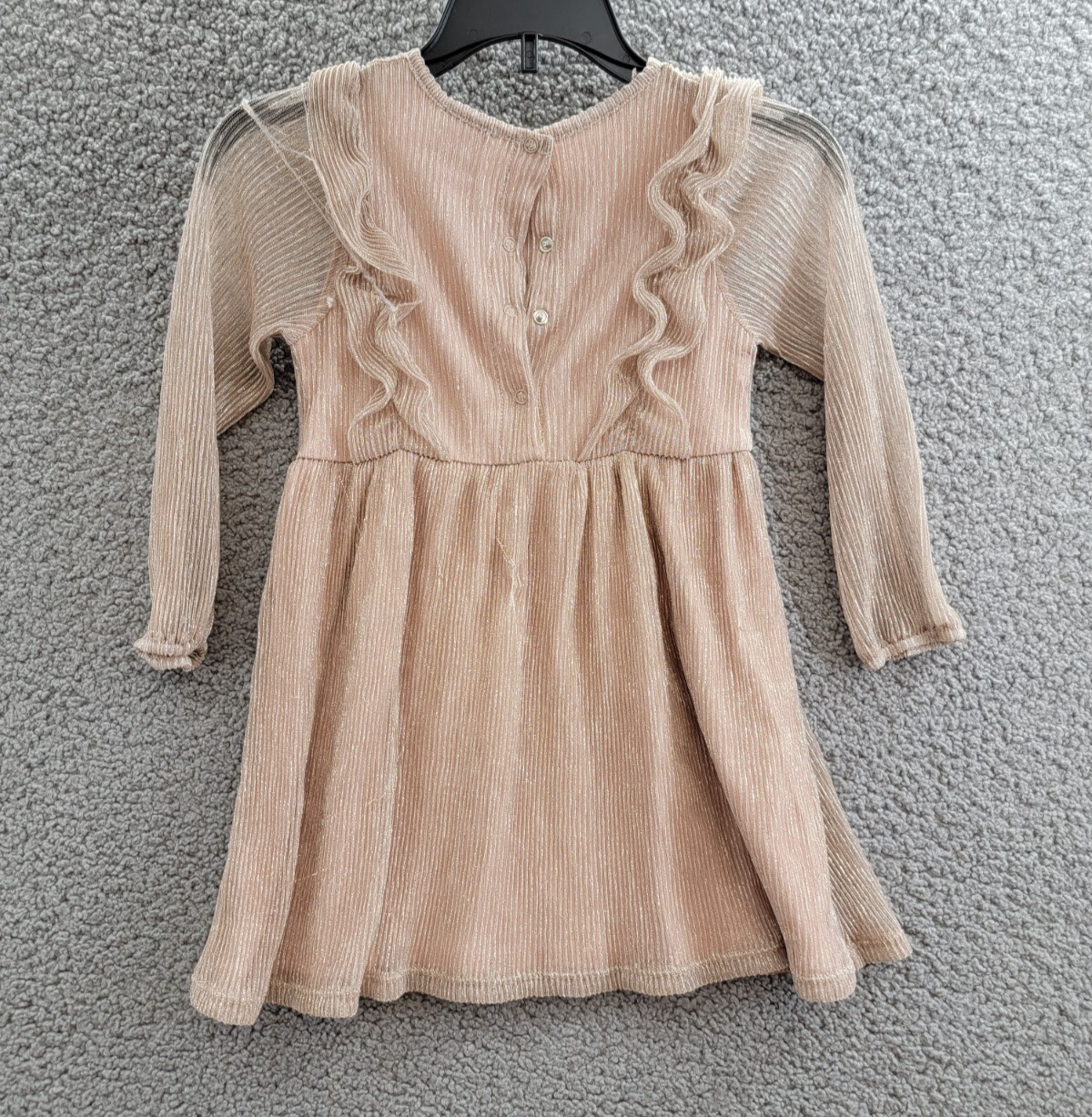 Splendid Glitzy Pleated Tulle Dress Little Girls 2T Champagne Snap Closure - Picture 10 of 17