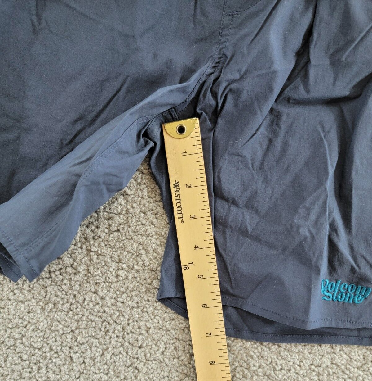 Volcom New Aged Stone Elastic Waist Shorts Boys 8-20 Navy Pockets Drawcord Logo~ - Picture 6 of 16