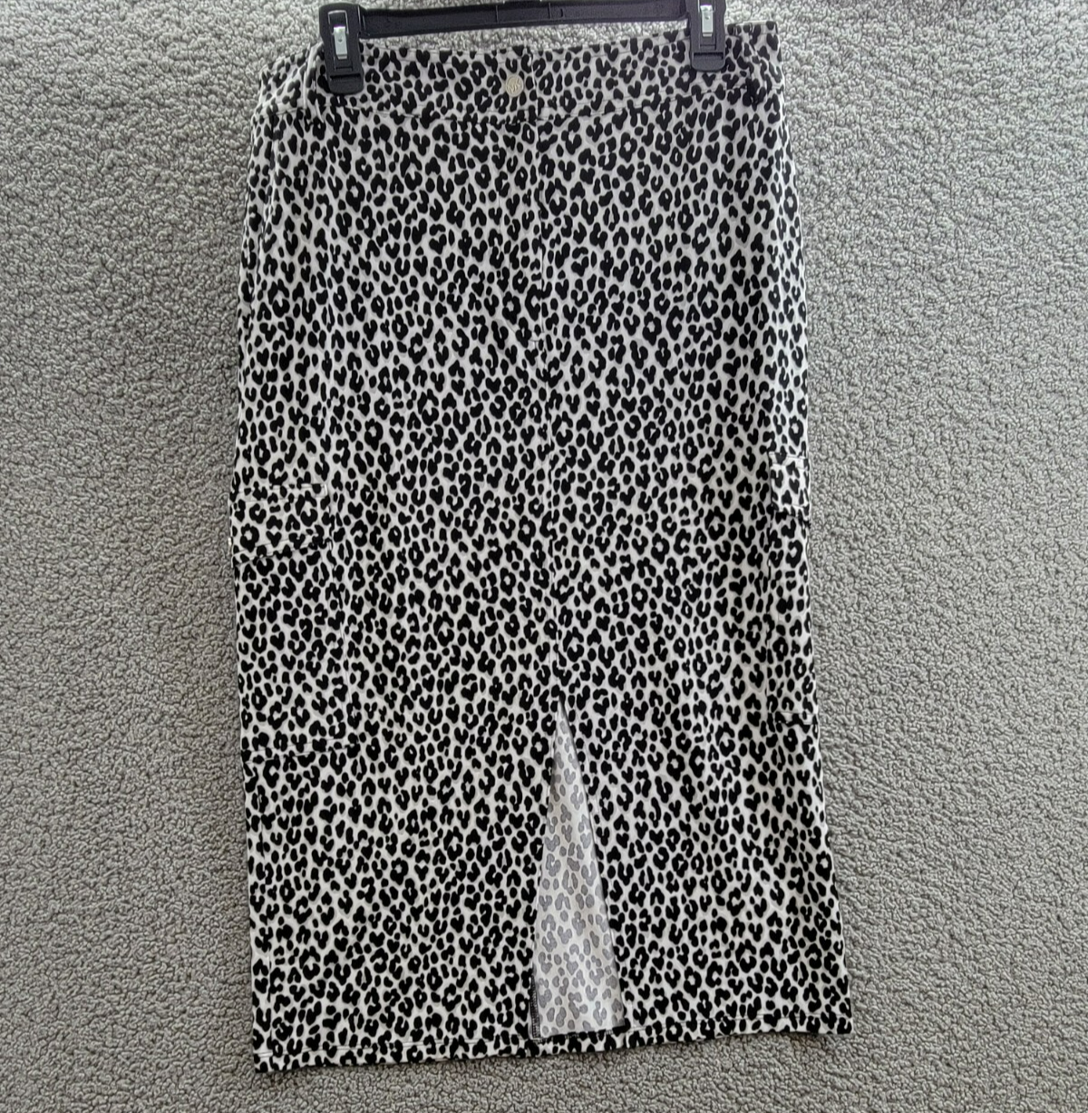 MICHAEL Michael Kors Animal-Print Utility Slit-Front Skirt Women's L Aluminum - Picture 2 of 17