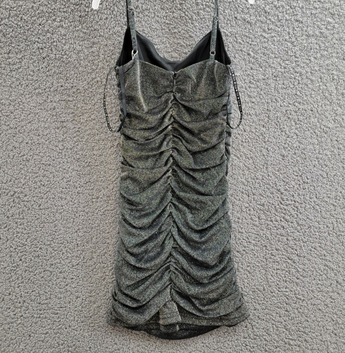 KatieJnyc Lola Ruched Dress Girls' S Black Glittered V-Neck Back Zip Closure - Picture 9 of 16