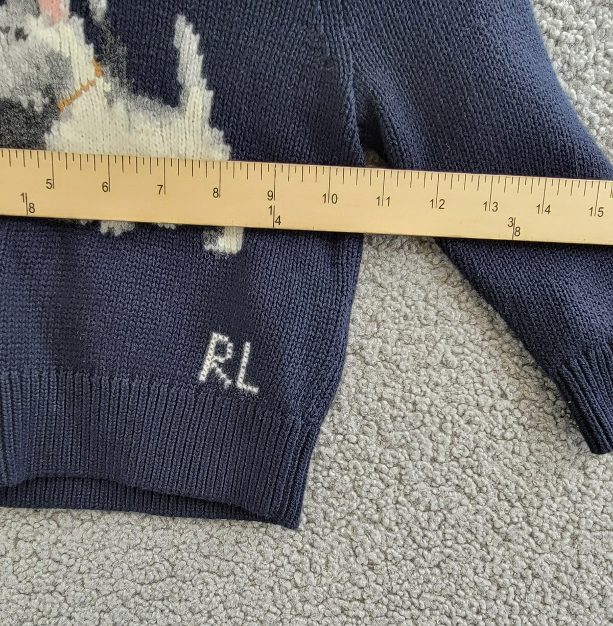 Ralph Lauren Intarsia Dog Fair Isle Wool Sweater Little Girls' 2 Navy Crewneck - Picture 6 of 15