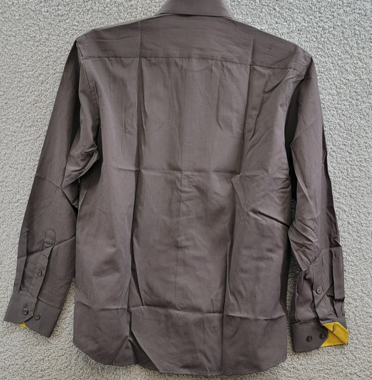 Tayion Collection Slim Fit Dress Shirt Men's L 16-16.5 32-33 Brown & Gold L/S - Picture 13 of 20