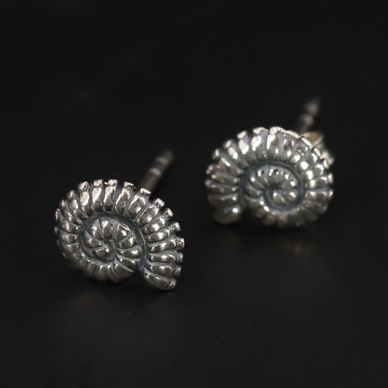 VTG Sterling Silver - WTS WATSON Ammonite Fossil Post Earrings - 1g