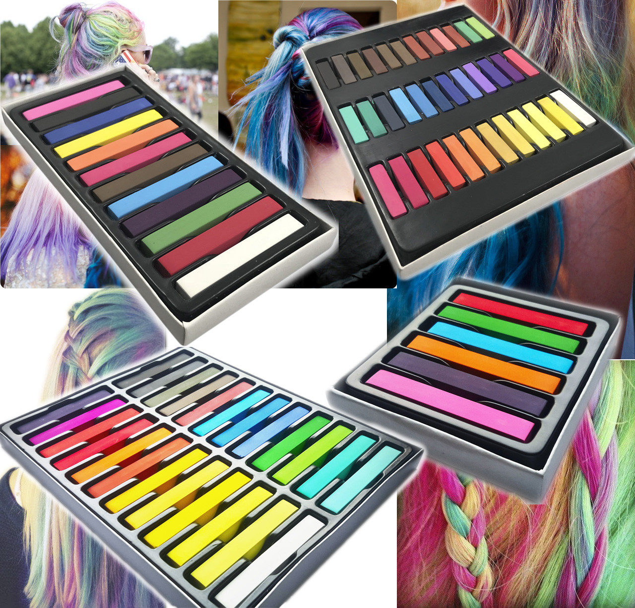 Haar Kreide Haarfarb Haarkreide Färben Haartönung 6 12 24 36 Farben Hair Chalks