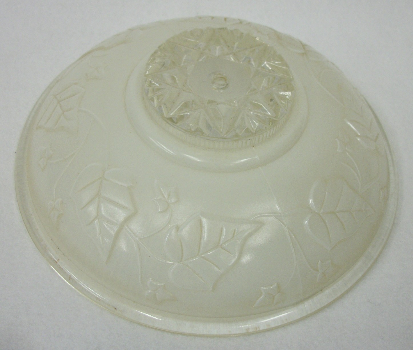 Vintage Glass Ceiling Light Cover Frosted Ivy Design with Clear Top & Edge