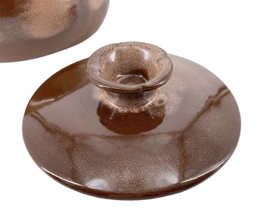 MCM Frankoma Pottery Brown 2 Qt Baker Casserole Dish Plainsman Open Handles 5V