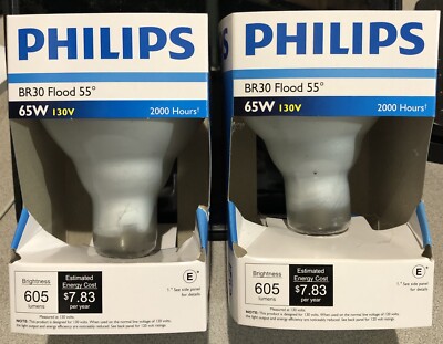 Philips / Indoor Flood Lamps / 65 Watt / BR30 Medium Base - 2 Count with coating