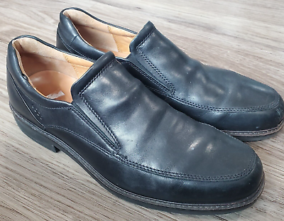 Ecco Mens Shoes Size 44 Black LEather Slip On Loafers eBay