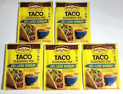Old El Paso 25% Less Sodium Taco Seasoning Mix 5 Pack