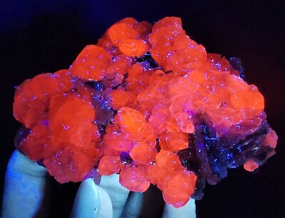 241g Natural Pink Fluorescence Spherical Calcite Quartz Crystal Specimen Fujian