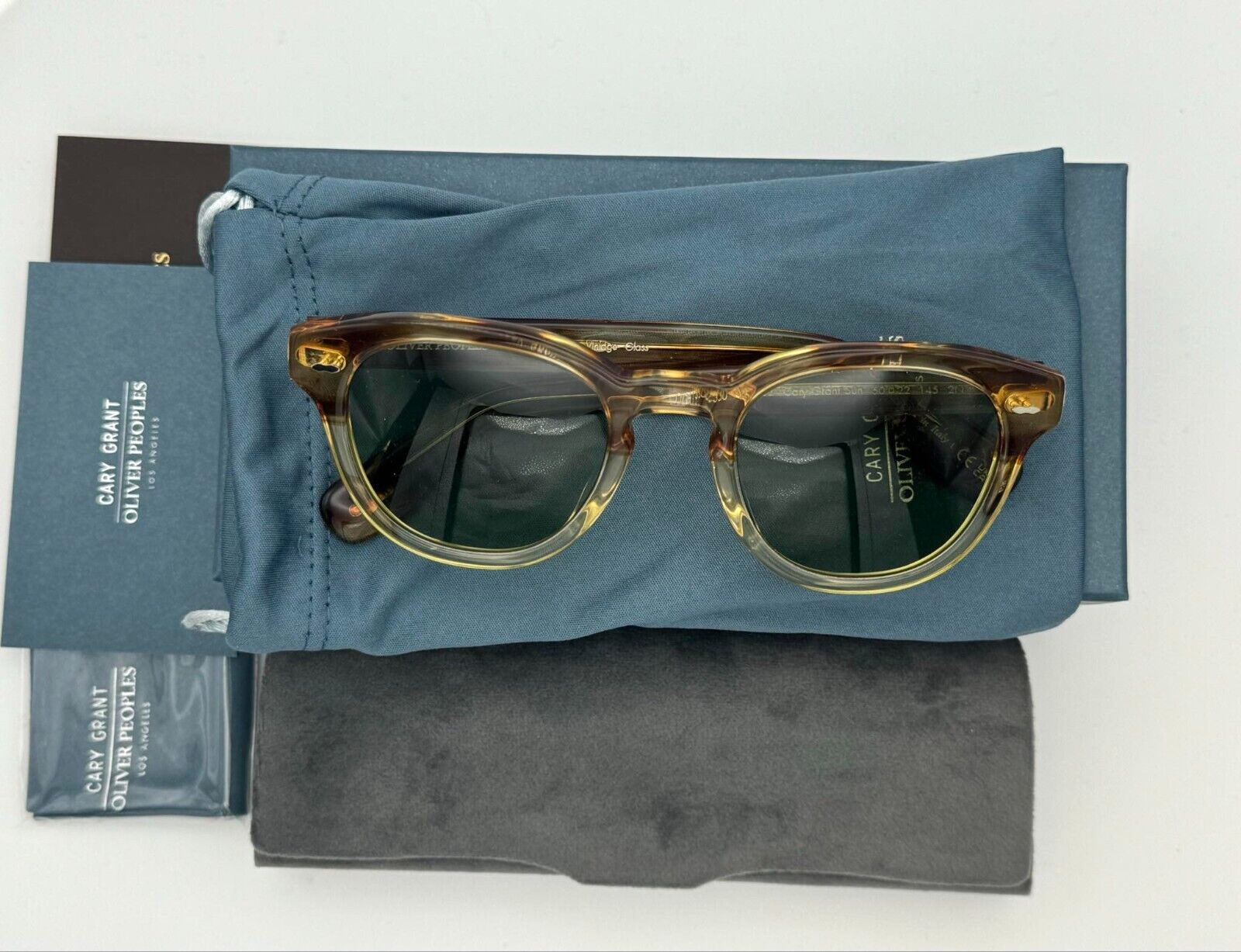 Pre-owned Oliver Peoples Cary Grant Sun Ov5413su 167452 -honey Vsb / Green C Sunglasses
