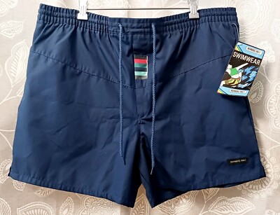 NWT NOS Vintage Members Only Elastic Drawstring Blue Swim Shorts Trunks sz XL 