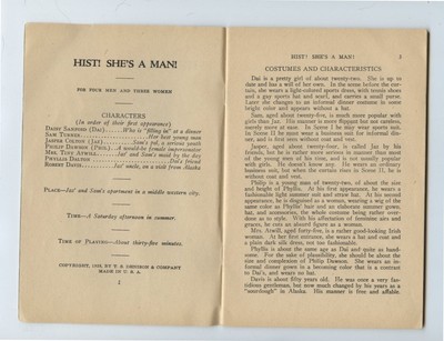 Denison's One-Act Plays -HIST! SHE'S A MAN - TS Denison & Company -1928 - USA
