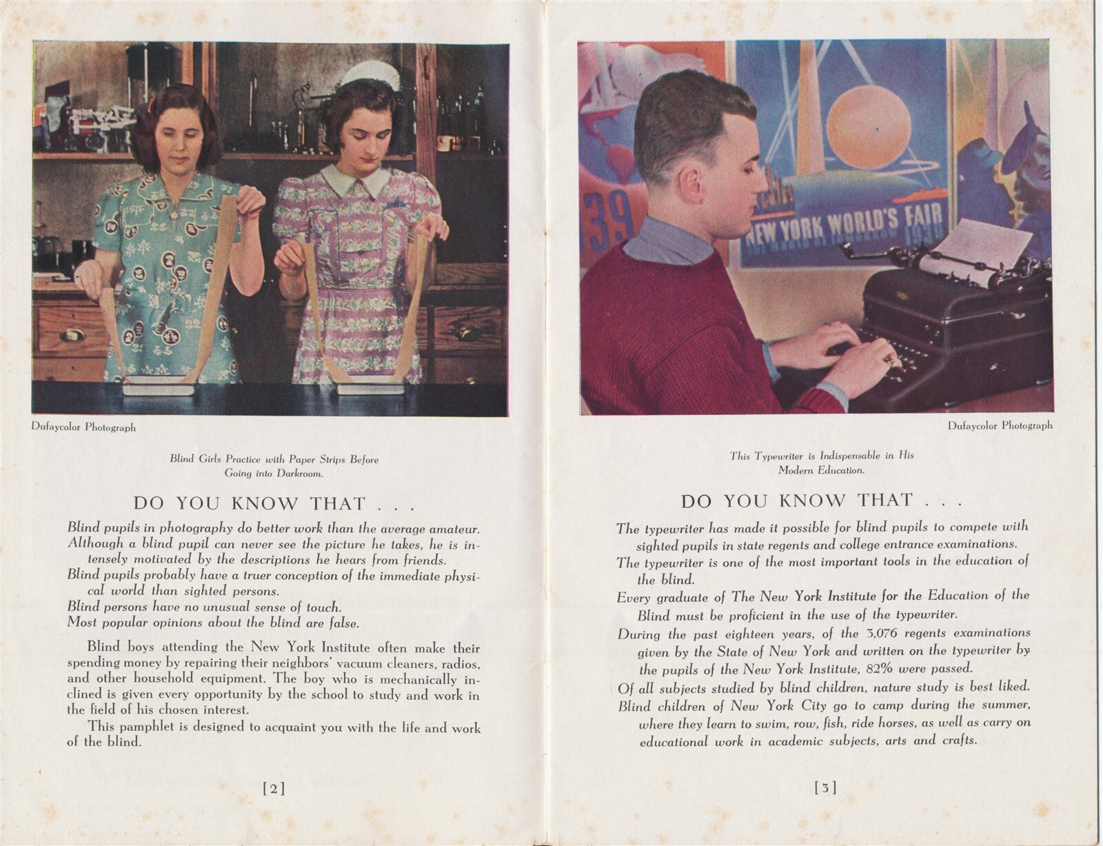 Blind Children Booklet 1939 New York World's Fair