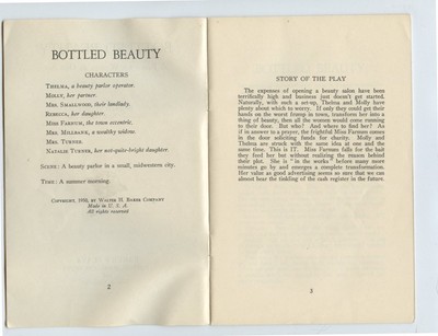 Bakers Plays for Amateurs -BOTTLED BEAUTY - Walter H. Baker Company - 1950 - USA