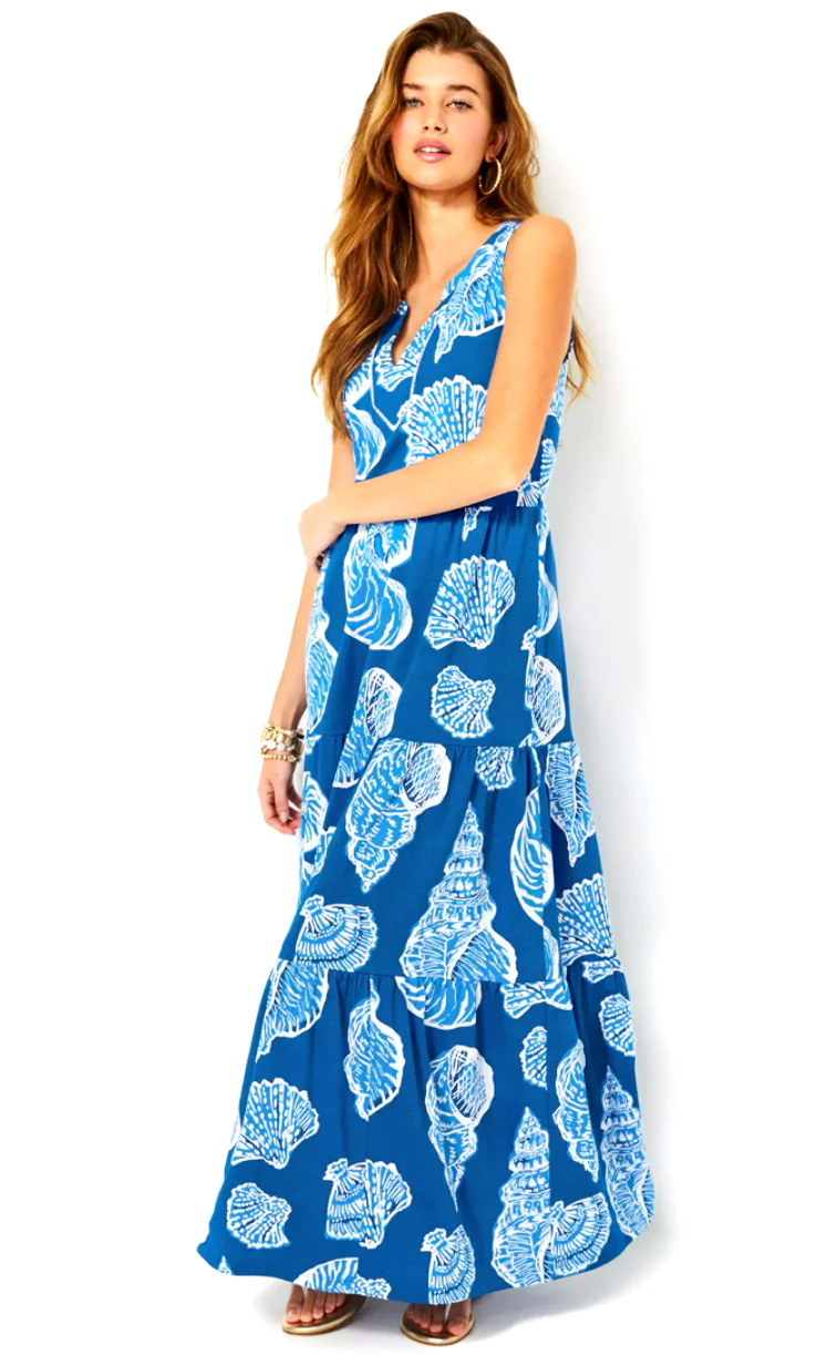 ★MEENDERI★SHIRRING POCKET MAXI DRESS - SKY BLUE★正規品 MEENDERI] SHIRRING POCKET MAXI DRESS - SKY BLUE