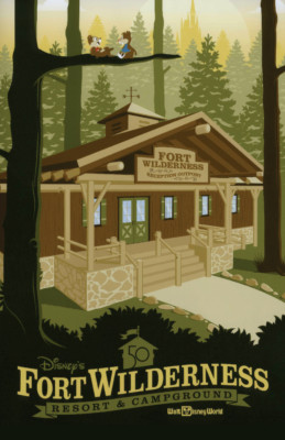 Walt Disney Fort Wilderness Resort 50th Poster, Chip & Dale, 13x19 Matte Print