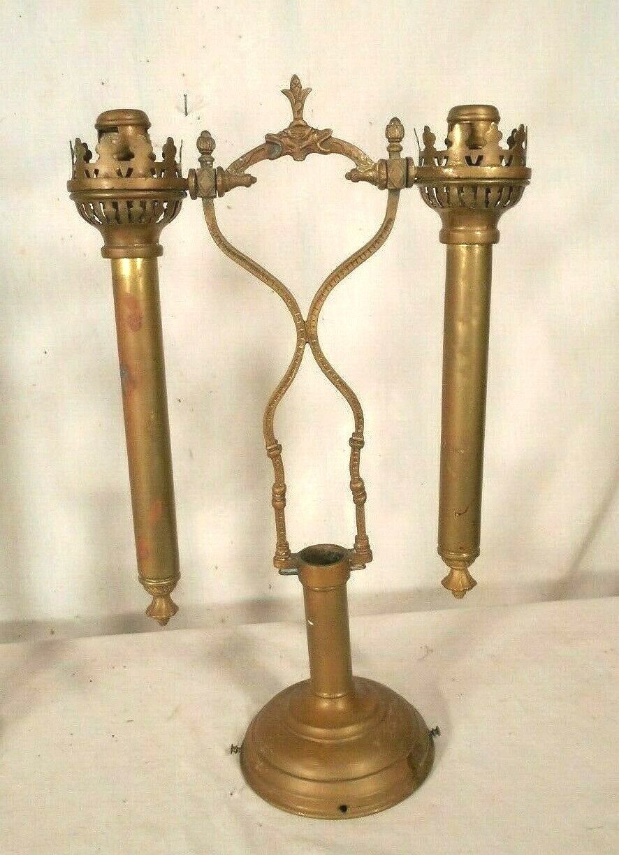 PAIR OF VINTAGE DOUBLE SOCKET SWING ARM BRASS GIMBAL CANDLE HOLDERS