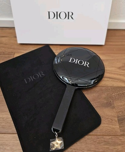 DIOR ブラックミラー キルティングデザイン Christian Dior Compact Double Mirror Black Silver quilting