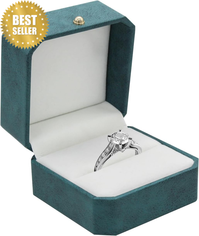 Ring Box, PU Leather Ring Boxes Square Ring Box, Elegant Ring Storage Box with F