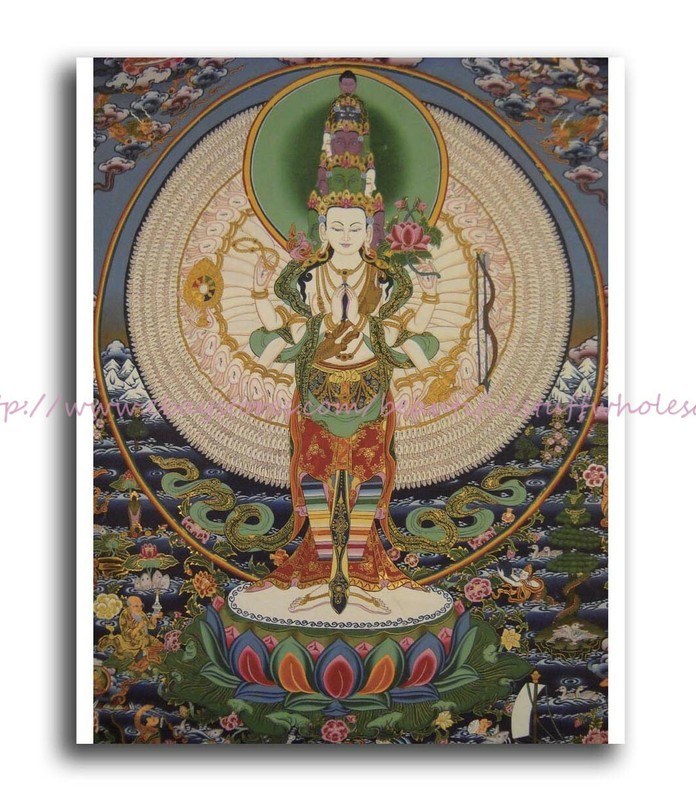 Avalokitesvara bodhisattva embodies compassion of all Buddhas Tibet thangka