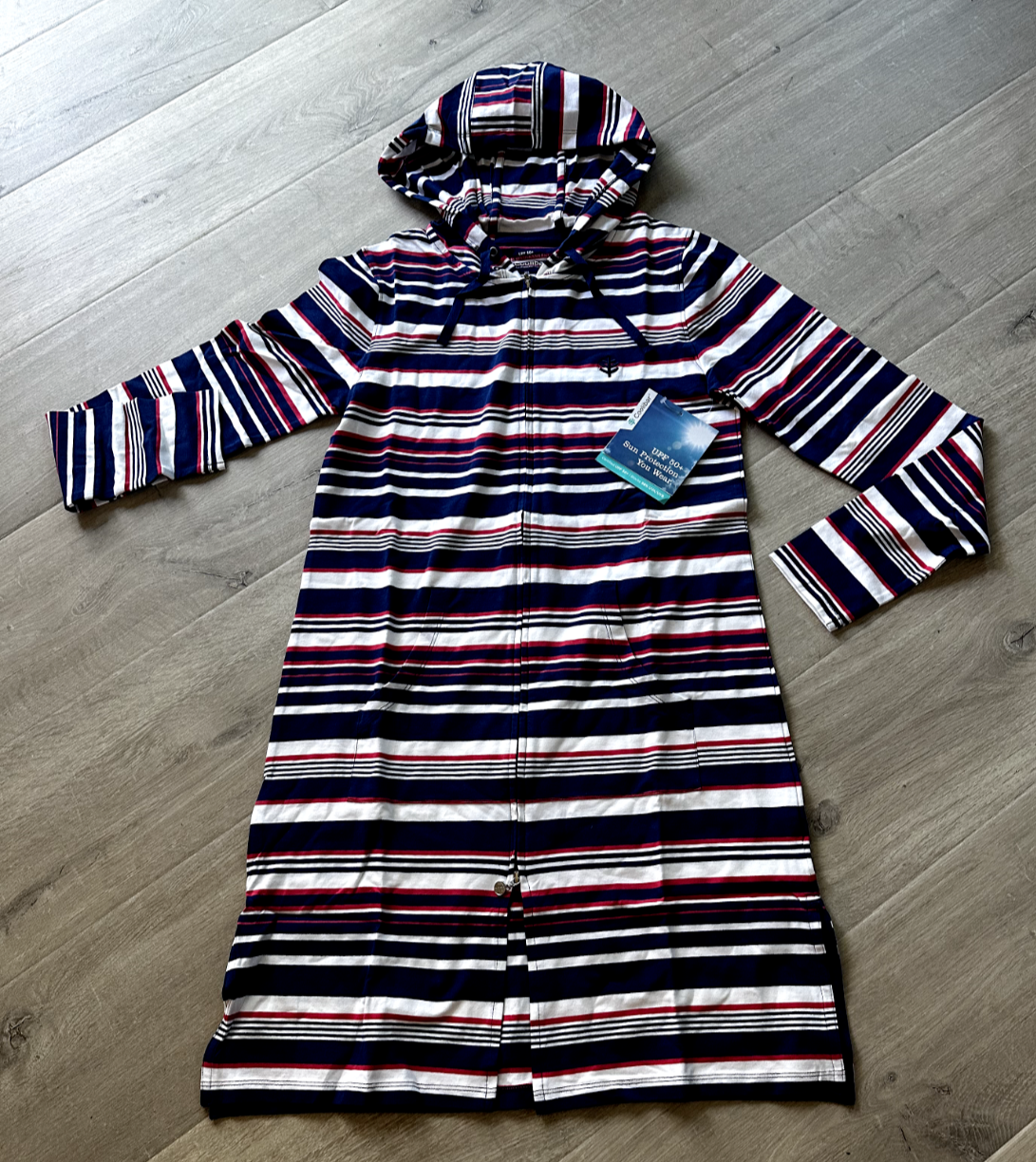 Coolibar Women XS, Cabana Hoodie Full Zip UPF 50 Striped