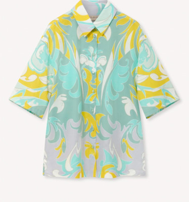 Emilio Pucci Flower Print Short Sleeve Shirt. UK 6-It 40
