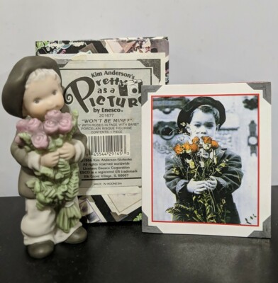 Pretty as a Picture ''Won't Be Mine'' 1996 Boy with Roses in Face w Baret Figurine