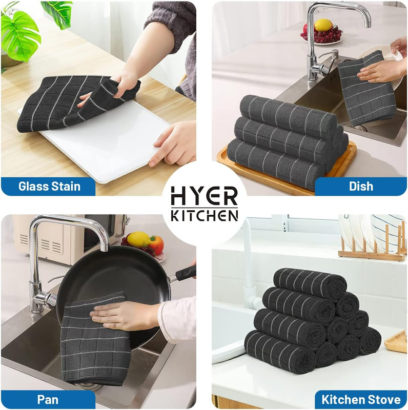 Microfiber Dish Towels - Soft, Super Absorbent and Lint Free Kitchen Towels - 8