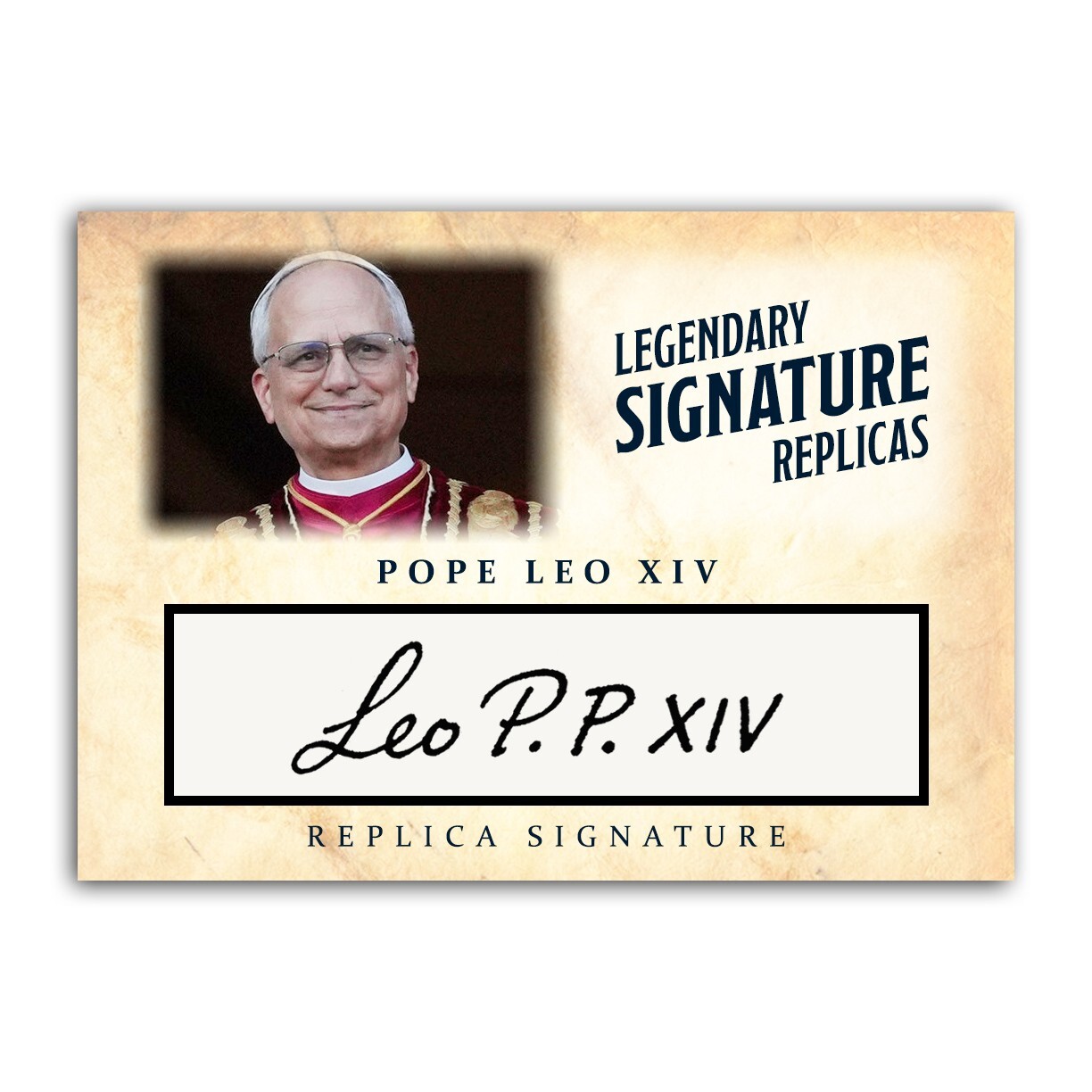 Pope Leo XIV ACEO Replica Autograph Catholic 2025 Vatican