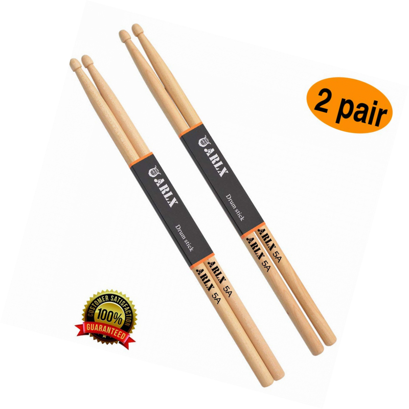 ARLX Drum Sticks 5A Wood Tip Drumstick, Maple, 2 Pair