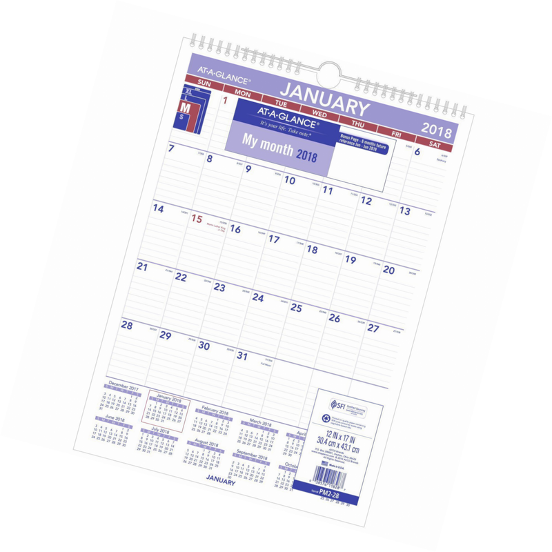 At-A-Glance Monthly Wall Calendar, January 2018 - December 2018, 12