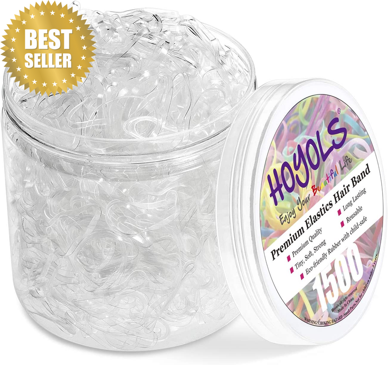 Clear Hair Elastic Rubber Bands No Damage Ties for Ponytail Braid Holder 1500 Pi