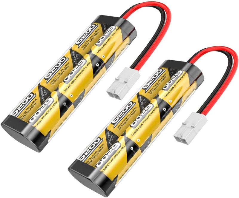 7.2V 6200Mah NIMH Battery for RC Cars, 6-Cell Flat Rechargeable Battery Pack
