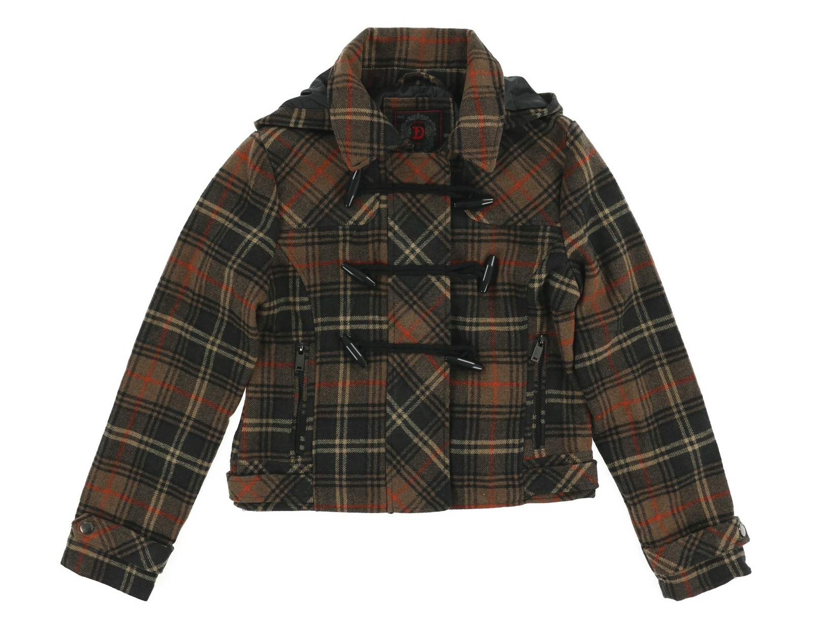 Dollhouse Outerwear 144037 Junior's Checks Peacoat Sz L
